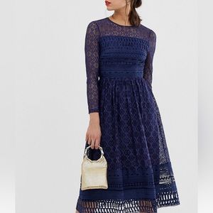 ASOS Design Navy Tall Lace Dress
